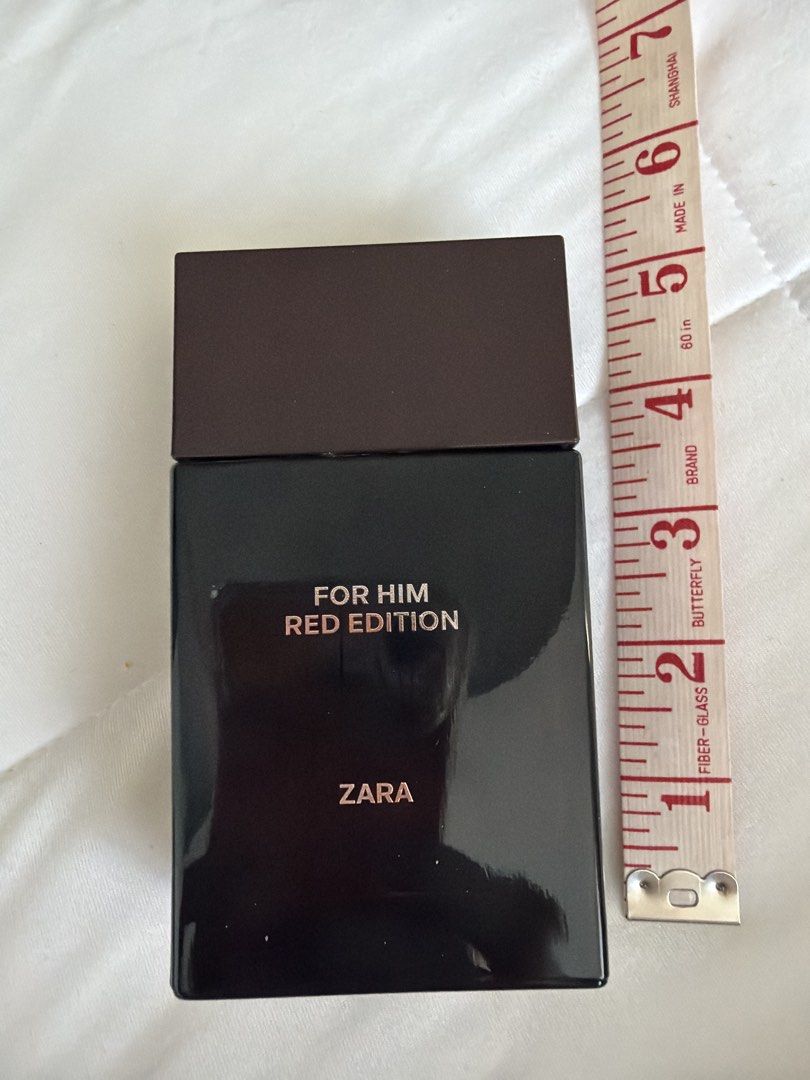 Zara For Him Red Edition Eau De Parfum 100ml (Category: Fragrance & Deodorants) located in Makati City. Submitted by cheapipie (Listing ID 1470635292, Image 2). Description: - Item: Zara For Him Red Edition Excellent Dipe of B540 or Baccarat Rouge 540 - Size: 100 ml - Concentration: Eau de Parfum (EDP) - Condition: Full level (visible in photos) - Packaging: Dark bottle with brown cap and bottom batch label - Authentic and well-kept no box includ