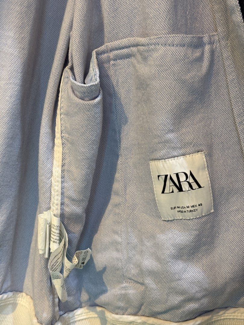 Zara Light Blue Bomber Jacket Size M (Category: Coats, Jackets and Outerwear) located in Navotas City. Submitted by celinacupcupin (Listing ID 1470605953, Image 3). Description: No issue Like new Med on tag RFS: decluttering Loc: QC.