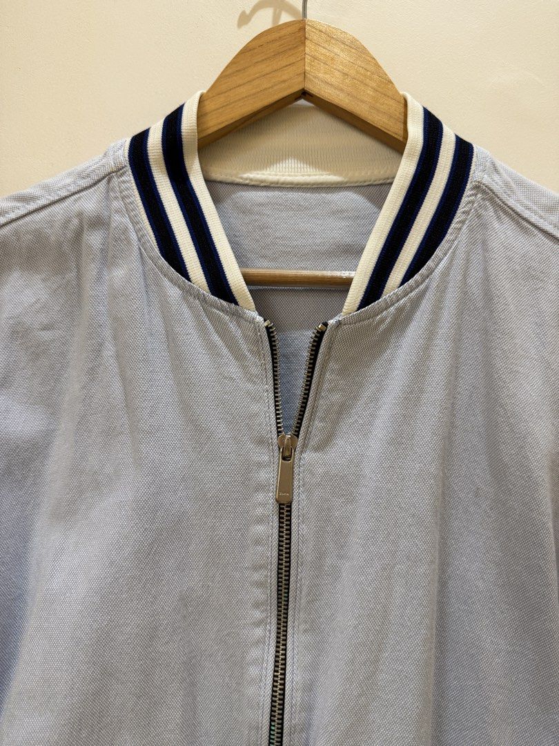 Zara Light Blue Bomber Jacket Size M (Category: Coats, Jackets and Outerwear) located in Navotas City. Submitted by celinacupcupin (Listing ID 1470605953, Image 2). Description: No issue Like new Med on tag RFS: decluttering Loc: QC.