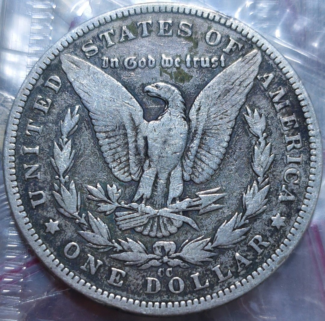 1890 CC Carson City Morgan Silver Dollar (Category: Currency) located in Taguig. Submitted by ezekiel103 (Listing ID 1470783724, Image 2). Description: - Authentic 1890 Morgan Silver Dollar minted in Carson City (CC mint mark clearly visible) - Obverse features Lady Liberty profile with stars and "E PLURIBUS UNUM" - Reverse displays majestic eagle with arrows and olive branch - Beautiful natural circulated tone and age-appropriate surface wear - 