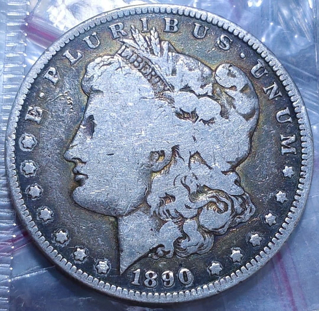 1890 CC Carson City Morgan Silver Dollar (Category: Currency) located in Taguig. Submitted by ezekiel103 (Listing ID 1470783724, Image 3). Description: - Authentic 1890 Morgan Silver Dollar minted in Carson City (CC mint mark clearly visible) - Obverse features Lady Liberty profile with stars and "E PLURIBUS UNUM" - Reverse displays majestic eagle with arrows and olive branch - Beautiful natural circulated tone and age-appropriate surface wear - 