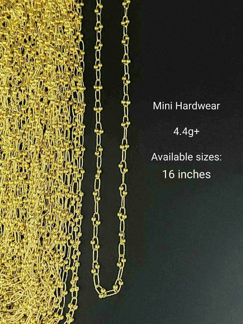 18k Saudi gold mini hardware necklaces (Category: Necklaces) located in Manila. Submitted by bhelgoldseller2ndaccount (Listing ID 1470878502, Image 1). Description: New!!✨New!!✨New!! Authentic 18k Saudi Golds 💯pawnable/naisasanla 💯with high appraisal rate 💯good investment 💯Direct supplier price 👉OPEN for resellers 🌺please take time to evaluate their actual sizes and grams 👉Best panggift for all occasions ✅ Sold per grams not per piece Kya 