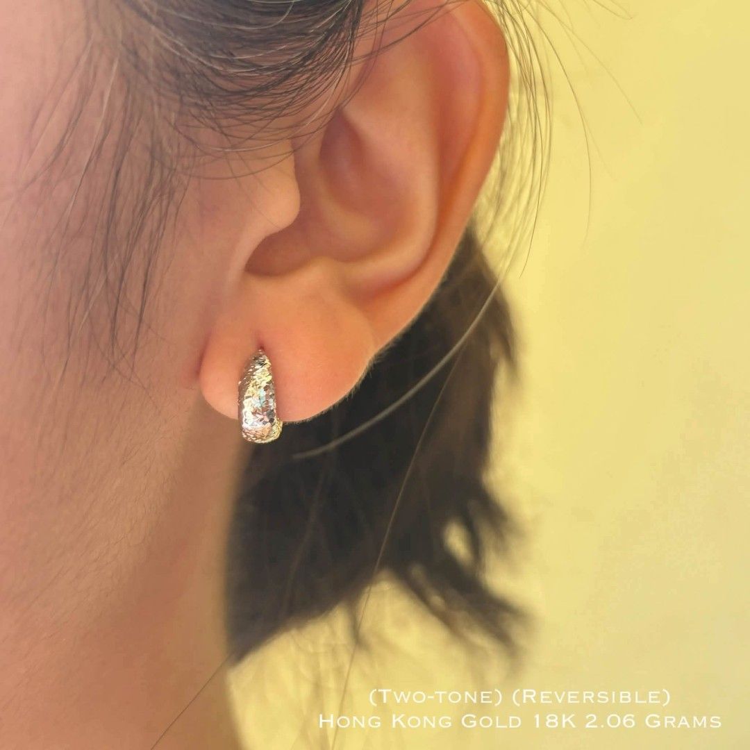 18k Saudi Gold Two-tone Reversible Earrings (Category: Earrings) located in Manila. Submitted by yourfashionthrifter (Listing ID 1470746343, Image 2). Description: .