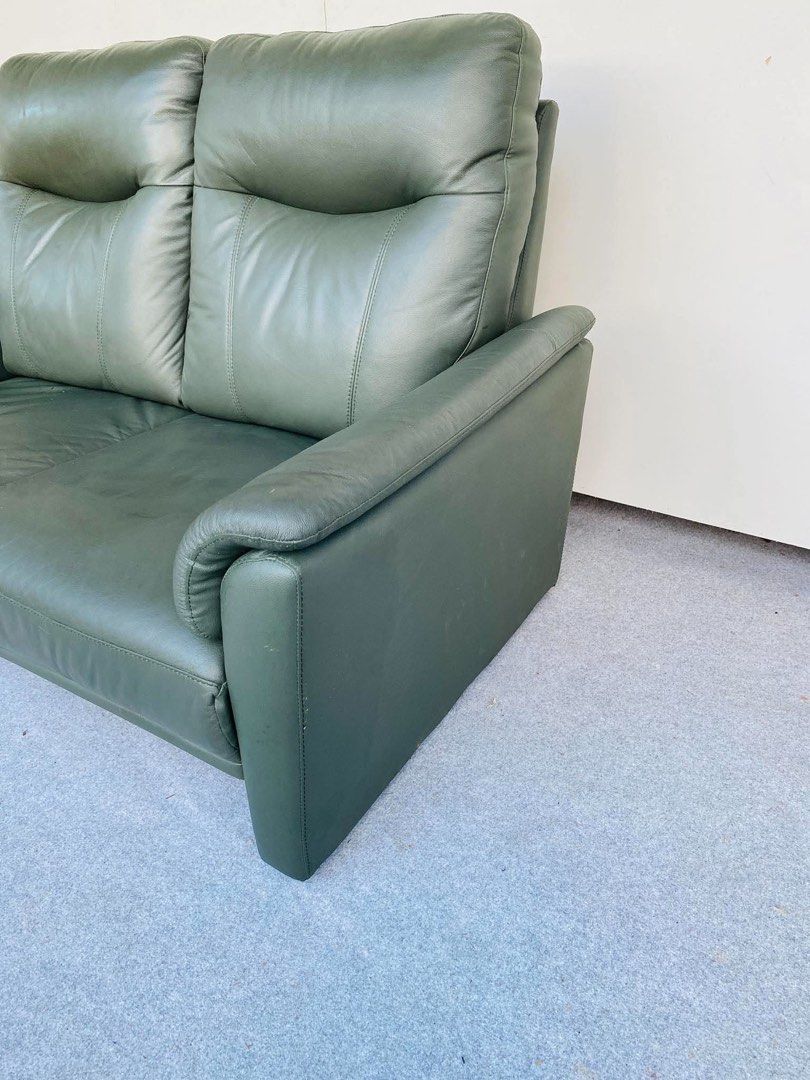 2 Seater Leather Sofa (Category: Sofas) located in Manila. Submitted by justinlei.103 (Listing ID 1470926540, Image 3). Description: “JAPAN SURPLUS” 2-SEATER HIGHBACK DARK GREEN LEATHER SOFA SIZE: 56L” x 36W” x 16Sh” x 37H” inches (AS-IS ITEM) IN GOOD CONDITION.