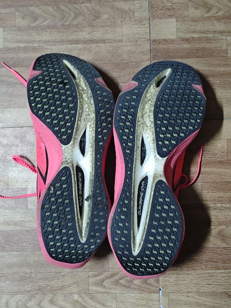 361 Degrees Flame III Running Shoes Pink (Category: Sneakers) located in Manila. Submitted by kptatlonghari (Listing ID 1470799071, Image 3). Description: - Brand: 361 Degrees - Model: Flame III running shoes - Colorway: Bright pink and black - Upper: Breathable mesh with bold side branding and graphic insoles - Performance: Lightweight build with sculpted foam midsoles and textured rubber outsoles - Condition: Soles show some dirt and use from p