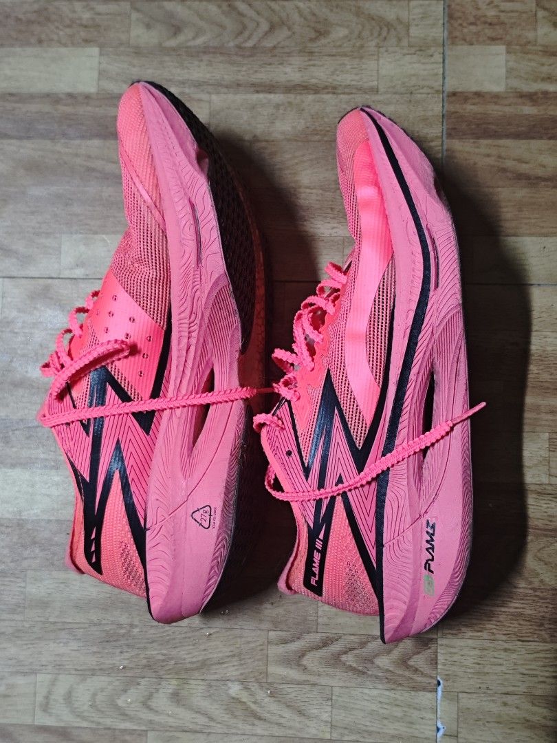 361 Degrees Flame III Running Shoes Pink (Category: Sneakers) located in Manila. Submitted by kptatlonghari (Listing ID 1470799071, Image 2). Description: - Brand: 361 Degrees - Model: Flame III running shoes - Colorway: Bright pink and black - Upper: Breathable mesh with bold side branding and graphic insoles - Performance: Lightweight build with sculpted foam midsoles and textured rubber outsoles - Condition: Soles show some dirt and use from p