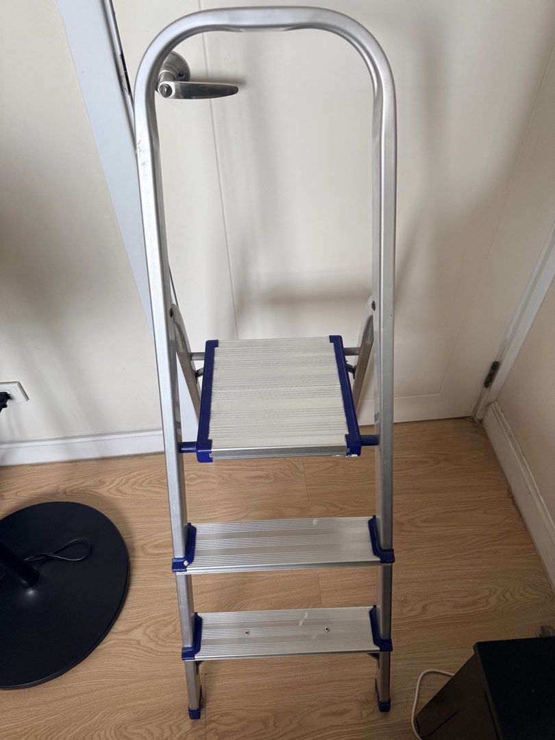 3-Step Heavy-Duty Lightweight Aluminum Folding Step Ladder / Step Stool (Category: Ladders & Steps) located in Pasig City. Submitted by vdejesus (Listing ID 1470821617, Image 3). Description: 🪜 3-Step Heavy-Duty Lightweight Aluminum Folding Step Ladder / Step Stool A must-have home essential for every household, condo, or office! This 3-step lightweight aluminum folding ladder makes changing lightbulbs, cleaning high shelves, organized declutter