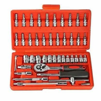 46 PCS Emergency Socket Wrench Tool Kit Portable DIY Hardware Hand Tools Set Kit With Plastic Box (Category: Construction Tools & Equipment) located in Manila. Submitted by yzlshop (Listing ID 1470892507, Image 2). Description: .