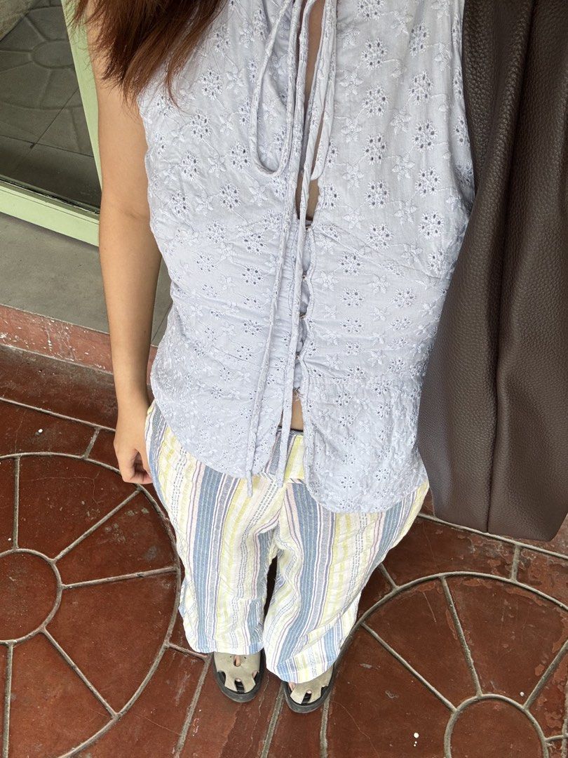 ☁️ Miu the label (XS) Light Blue Sol Top (Category: Sleeveless) located in Davao. Submitted by miffsmatcha (Listing ID 1470894751, Image 2). Description: 〰️ used with care (3x only) 〰️ no flaws! ⭐️ 〰️ actual pics posted 〰️ rfs: too many blue tops 😅 〰️ price nego, pls make an offer .