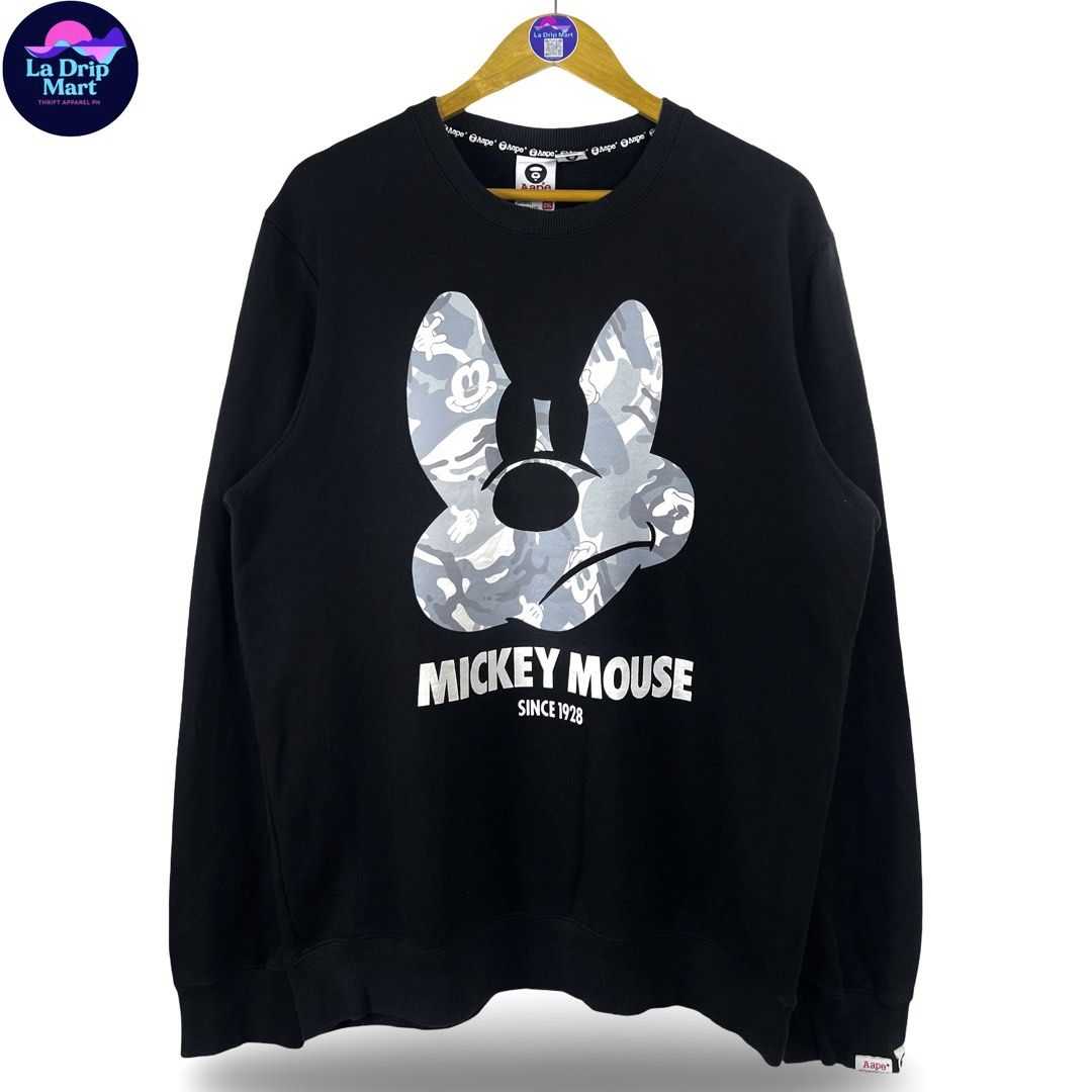 ‎“AAPE BY BATHING APE” MICKEY MOUSE GRPHC PULLOVER SWTR (Category: Activewear) located in Taguig. Submitted by ldm.ph (Listing ID 1470749409, Image 1). Description: ‎(LDM-E-308) ‎Size:ACTUAL FIT:L-XL ‎Dimensions ‎Inches width:23 ‎Inches length:28 ‎Condition: EXCELLENT ‎Color rate:9.5 ‎Flaws:❌ ‎(READY TO WEAR).
