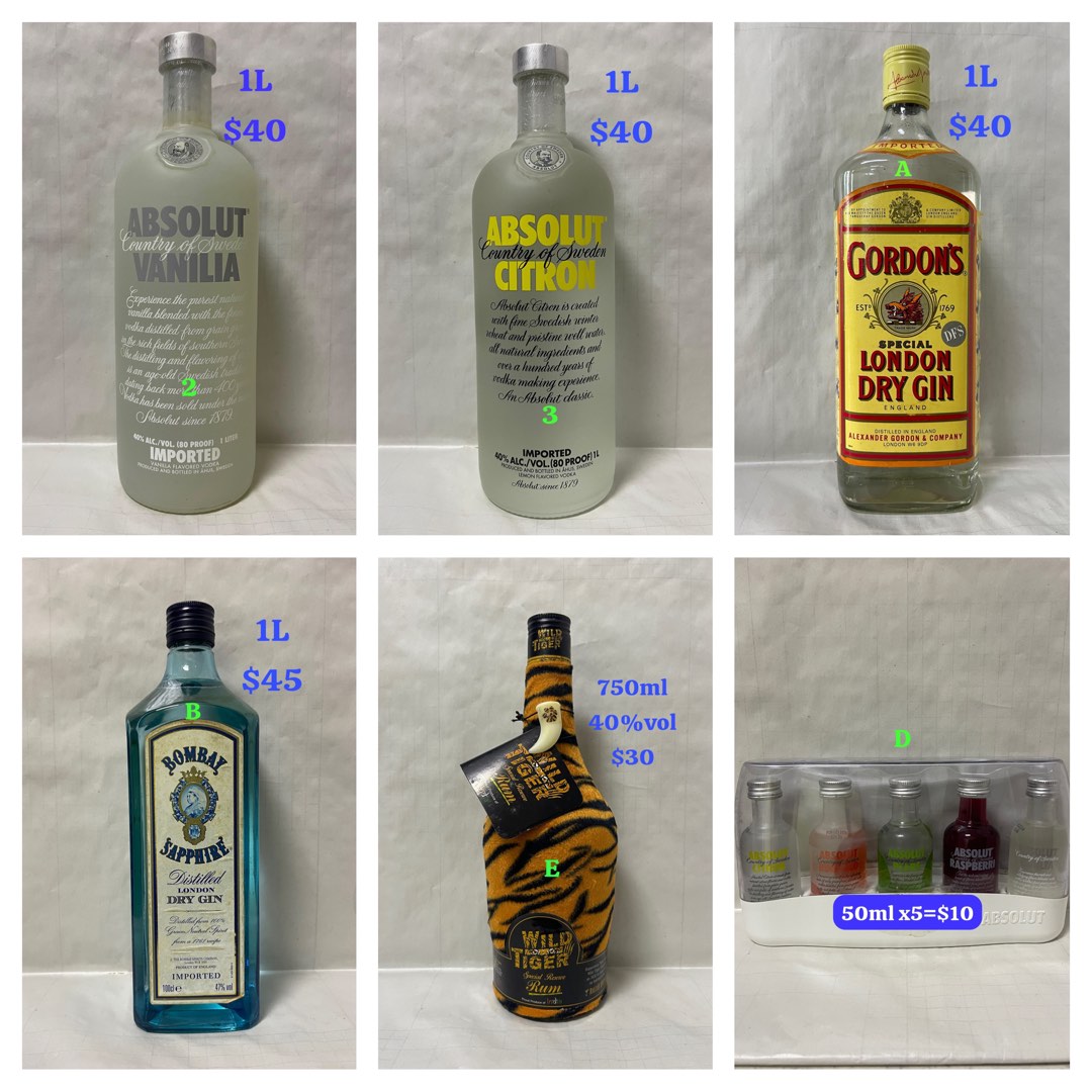 Moveable Free Cordon Absolut Vodka Martell Vsop Rum Gin, Food & Drinks, Other Food & Drinks ...