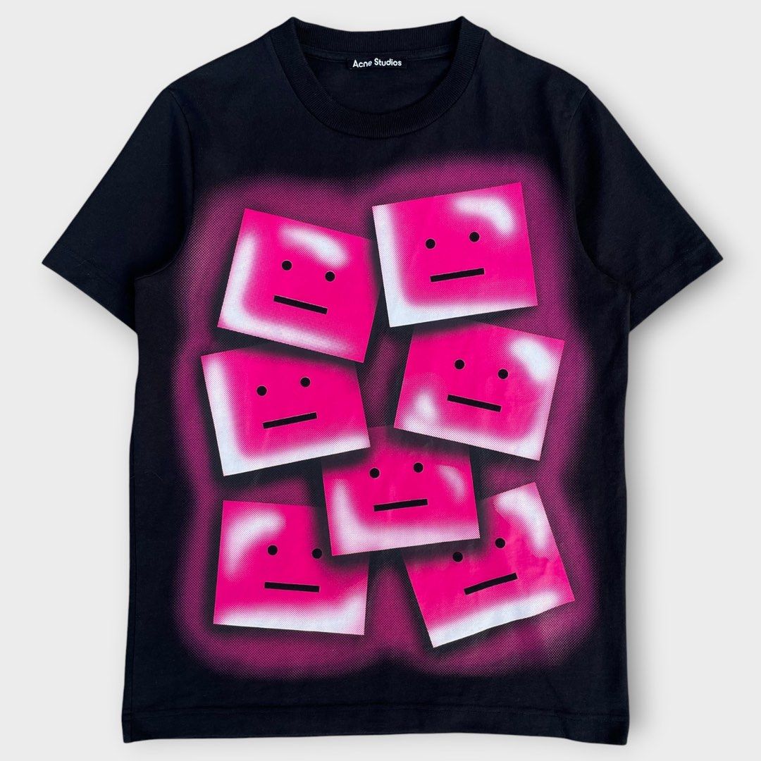 Acne Studios - Ellison Tone Face Shirt (Category: Tshirts & Polo Shirts ) located in Los Banos. Submitted by declutterking (Listing ID 1470922136, Image 3). Description: Size XS on tag • Short sleeve cotton jersey T-shirt in black. • Rib knit crewneck collar • Logo graphic printed in black, white, and tones of pink at front Dimensions: 15.25" shoulders 18.25" chest 26" length 7.75" sleeves Good as new condition Authentic.