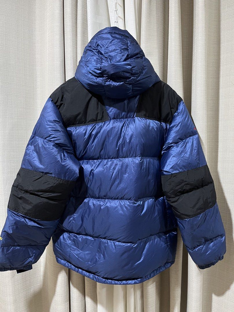 Adidas Blue Black Down Puffer Jacket 800 Size 110 (26” x 28”) (Category: Coats, Jackets and Outerwear) located in Tarlac. Submitted by thriftygoodss (Listing ID 1470928360, Image 2). Description: - Brand: Adidas - Colorway: Blue, black, with yellow, red, and white accents - Material: Premium warm down insulation - Features: Hooded with yellow drawstrings, full front zip, and dual zip pockets - Embroidery details: Yellow Adidas logo on chest, "HIK