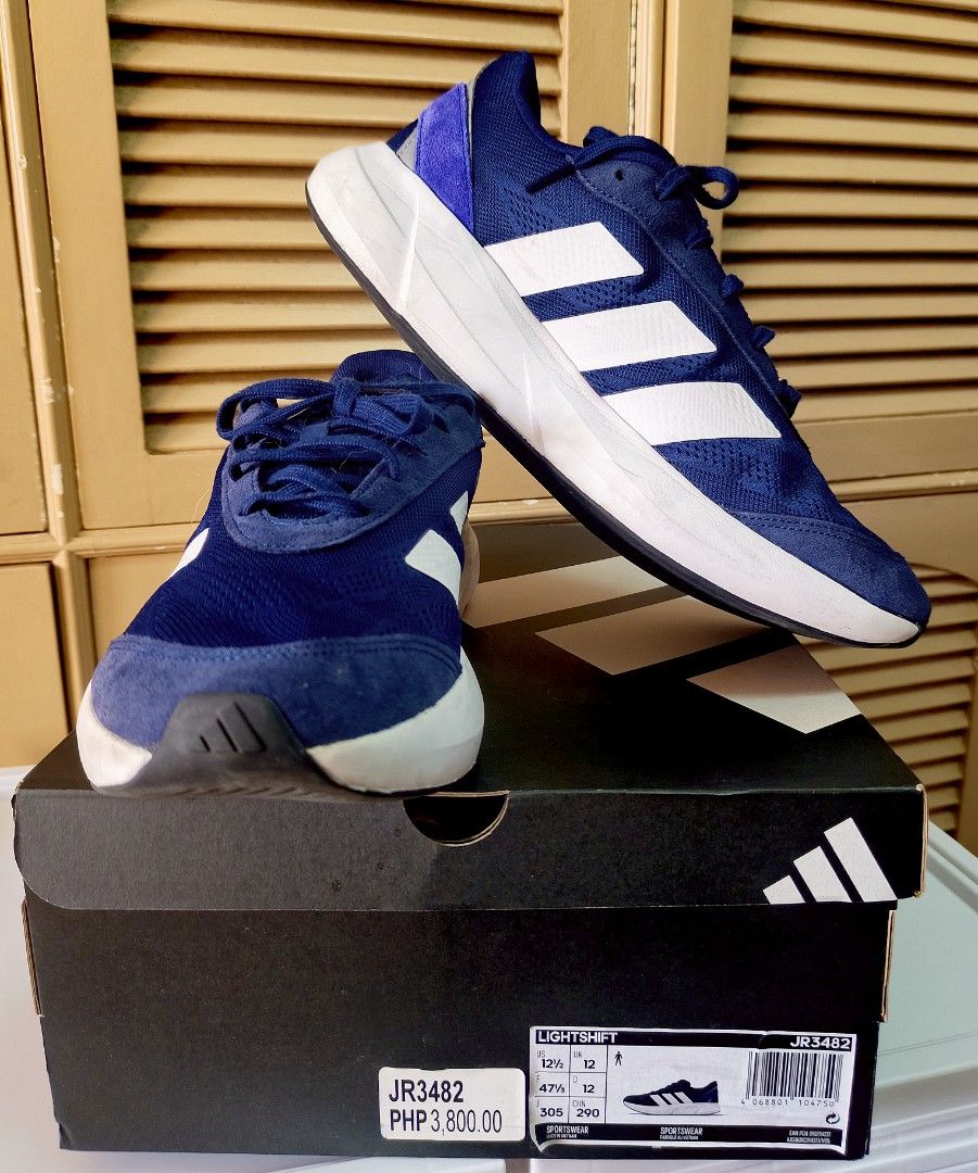 Adidas Lightshift in Blue (Category: Sneakers) located in Quezon City. Submitted by babychocolat (Listing ID 1470813831, Image 1). Description: Selling this Adidas Lightshift running shoes in great condition. Used only once and then kept in the shoe rack unused. Just needs a bit of cleaning but the shoes is still in pristine condition. Bought this from the store at SM. Still comes with the box and stuffing, original price as seen on the box. Stil