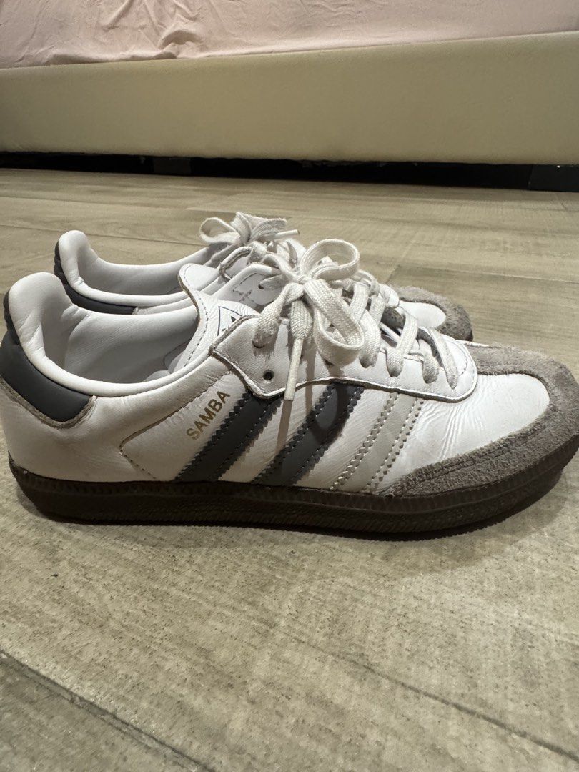 Adidas Samba OG, Cloud White Grey (Category: Sneakers) located in Pasig City. Submitted by crabramenlover (Listing ID 1470760382, Image 2). Description: Well used Adidas Samba OG in cloud grey! 📌Secondhand, well used. 📌 No box/receipt included, just shoes. 📦 Meetup loc: Estancia, Pasig City. .
