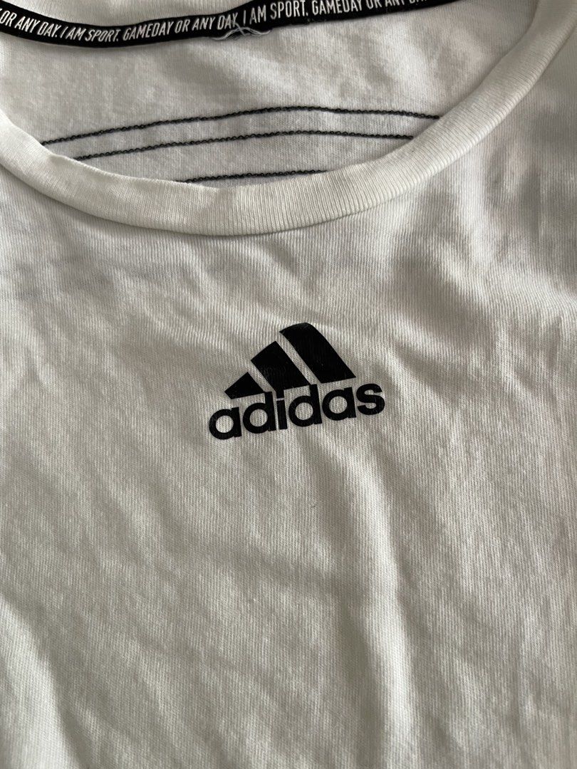 Adidas White Top (Category: Shirts) located in Sorsogon. Submitted by comfortbeforestyle (Listing ID 1470769251, Image 2). Description: Adidas White Top | XS | ₱149 Slightly used. Still very white in actual! Tag removed for comfort. I’m XS for reference. Please check the photos before buying. Location: Sorsogon Shipping: J&T Express only..