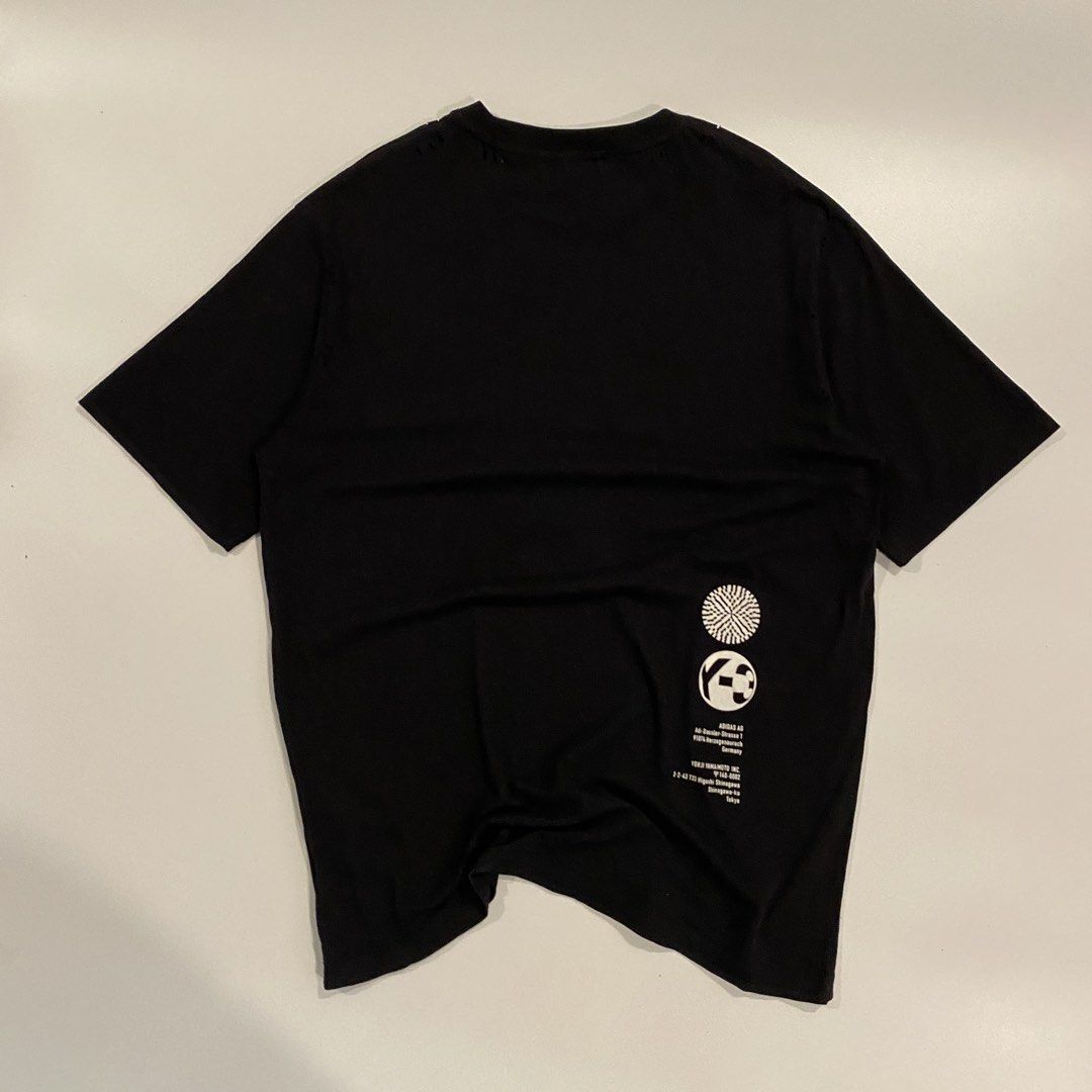 Adidas x Y3 (Category: Tshirts & Polo Shirts ) located in Iloilo. Submitted by joren_ian (Listing ID 1470856468, Image 3). Description: Adidas X Yoji Yamamoto Distressed Size:xl Dimes (Length×Width):30x23’ ₱750 Condition:like new Issue: none (holes and distress is design not an issue).
