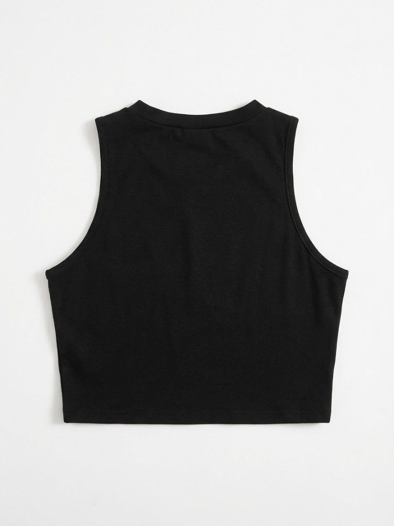 Aesthetic Black High-Neck Cut-Out Crop (Category: Sleeveless) located in Manila. Submitted by vbaykco (Listing ID 1470787174, Image 1). Description: Title: Black Asymmetric Cut-Out High-Neck Crop Top Price: ₱[150] Condition: [e.g., Like New ] Size: Fits [Small to Medium /XS / S] Description: Elevate your everyday wardrobe with this trendy black high-neck crop top featuring an asymmetric front cut-out. Perfect for pairing with high-waisted jeans, 