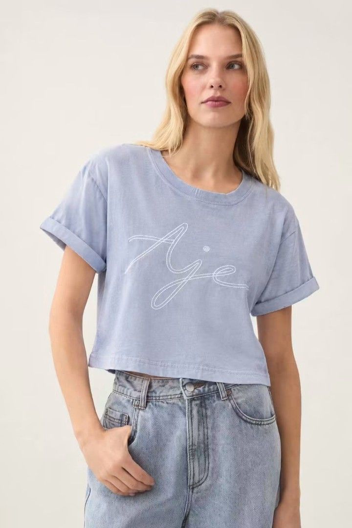Aje Baby Blue Semi Crop Tee (Category: Shirts) located in Pagudpud. Submitted by altheacee063978 (Listing ID 1470830975, Image 1). Description: s-m.