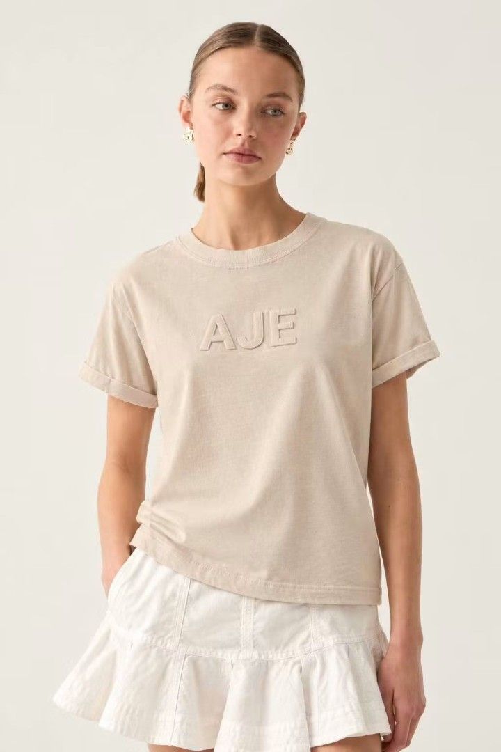 Aje Classic Stone Beige Tee (Category: Shirts) located in Pagudpud. Submitted by altheacee063978 (Listing ID 1470831721, Image 1). Description: s-m.