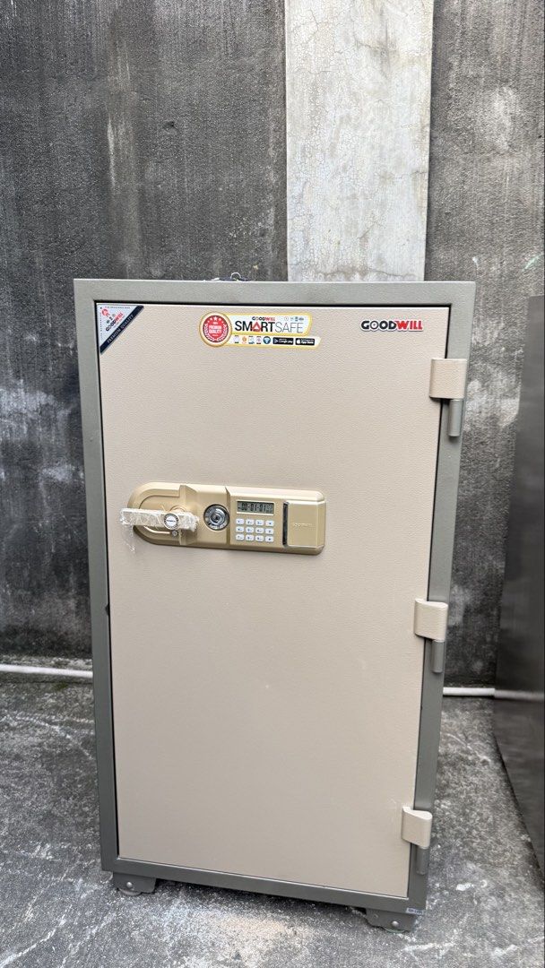 Almost new! Goodwill safety vault (Category: Safe) located in Makati City. Submitted by curatedfindsbydei (Listing ID 1470822057, Image 1). Description: Almost new! Goodwill security vault Originally P134,099 Selling for P70,000 only Complete set of keys 2 shelves 300kg weight 9.06 cubic ft Buyer must provide at-least 4 manpower to pull out the unit Pickup location: Pasig MOP: BPI.