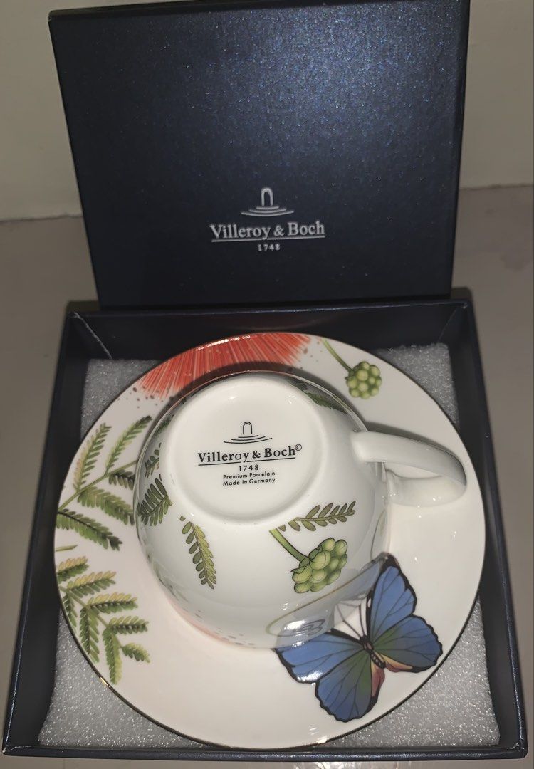 "Amazonia Anmut" Teacup / Coffee Cup & Saucer Set (Category: Coffee & Tea Tableware) located in Caloocan City. Submitted by smell_730 (Listing ID 1470916668, Image 2). Description: "Amazonia Anmut" Teacup / Coffee Cup & Saucer Set Up for grabs is an authentic, pristine, and completely brand new cup and saucer duo from the luxury German porcelain house, Villeroy & Boch. This is from their highly coveted, premium "Amazonia Anmut" collection. Featur