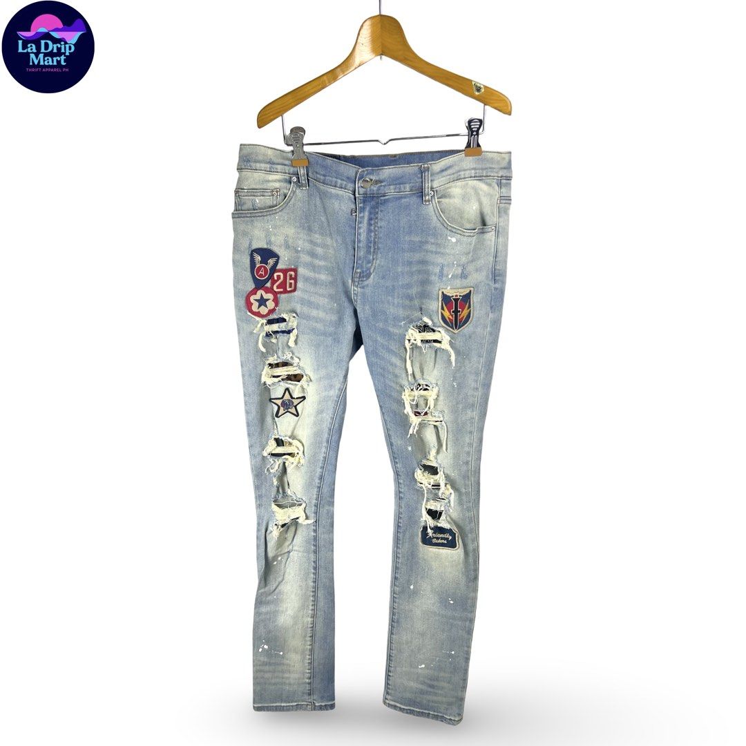 ‎“AMIRI” PATCH SKINNY JEANS ‎ (Category: Jeans) located in Taguig. Submitted by ldm.ph (Listing ID 1470914158, Image 1). Description: ‎(LDM-B-0178) ‎Size:ACTUAL FIT:L-XL ‎Dimensions Waistline: 34 ‎Inches length:42 Leg opening:6 ‎Condition: EXCELLENT ‎Color rate:9.5 ‎Flaws:❌ ‎(READY TO WEAR).