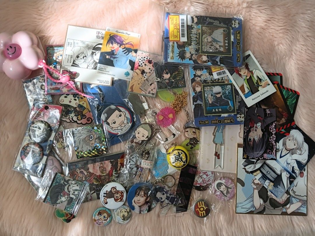 Anime Merch and random items Bundle (Category: Character Goods) located in Manila. Submitted by panccino (Listing ID 1470750436, Image 1). Description: 50 items total!!! MOP : Gcash MOD : J&T, Lalamove, Meetup (Moa, Rob Manila, Lrt 1 with handling fee depends how far) Loc: Malate Manila.