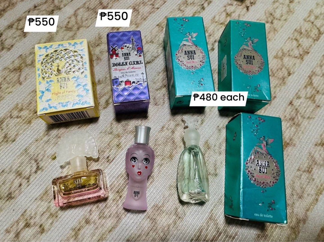 ANNA SUI MINI PERFUMES (Category: Fragrance & Deodorants) located in Agdangan. Submitted by lavishbyji22912 (Listing ID 1470832361, Image 1). Description: All authentic Japan bought With japan seal See photos for prices.