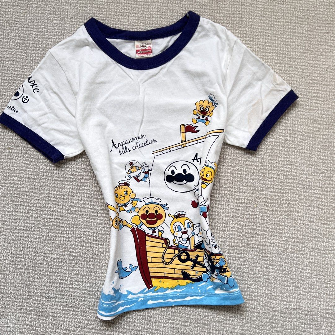 anpanman graphic print ringer shirt (Category: Shirts) located in Limay. Submitted by budolfindsrawrawr (Listing ID 1470793120, Image 3). Description: anpanm4n graphic print ringer shirt - 120 on tag fits xs/s l18 b28-32 - dot stain sa likod ng left sleeve .