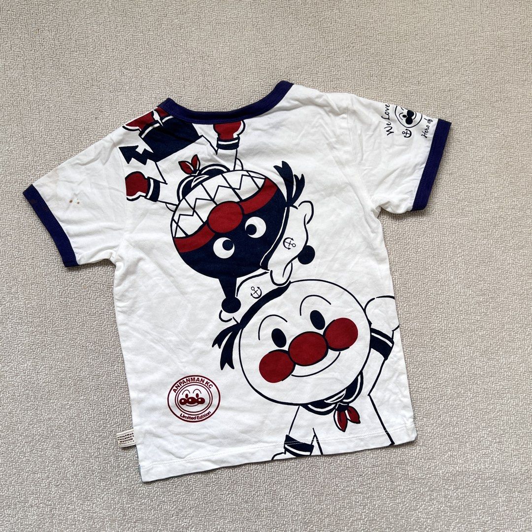 anpanman graphic print ringer shirt (Category: Shirts) located in Limay. Submitted by budolfindsrawrawr (Listing ID 1470793120, Image 2). Description: anpanm4n graphic print ringer shirt - 120 on tag fits xs/s l18 b28-32 - dot stain sa likod ng left sleeve .