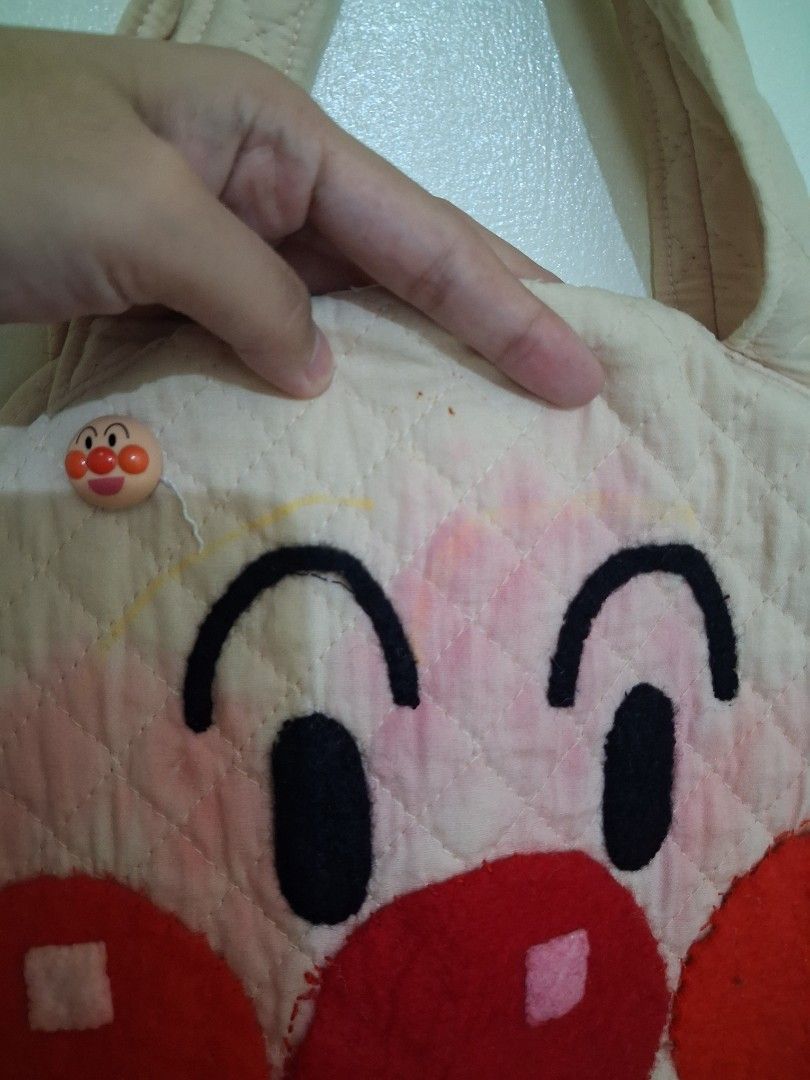 anpanman quilted beige hand bag (Category: Tote Bags) located in Calabanga. Submitted by asmallcloset (Listing ID 1470796901, Image 2). Description: flaws: discoloration (parang blush on na ni sassa gurl 😭) and highlighter marks.