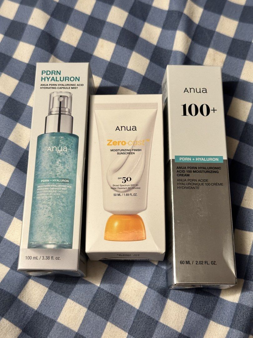 Anua PDRN Mist, Cream and Sunscreen (Category: Face Care) located in Quezon City. Submitted by stuffzxonsale (Listing ID 1470858866, Image 1). Description: BRAND NEW SEALED AUTHENTIC OG PRICES : 950-1,6k RFS - declutter Mop - gcash Can be sold as set or per piece PDRN MIST 100ml- 1000 PDRN CREAM - 950 SUNSCREEN - 700 As Set - 2400 .