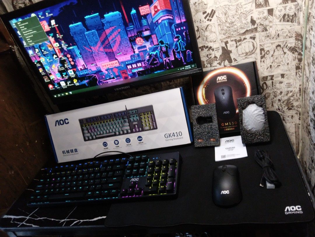 AOC GAMING BUNDLE (BRAND NEW) (Category: Computer Keyboard) located in Manila. Submitted by geraldrupi84589 (Listing ID 1470790094, Image 1). Description: 🔥 AOC Gaming Bundle – ₱1,200 Only! 🔥 ⌨️ AOC GK410 Mechanical Keyboard • Full-size layout • Blue mechanical switches 🖱️ AOC GM530 Wireless Gaming Mouse • Tri-mode • PAW 3809 sensor • 1000Hz polling rate • 500mAh rechargeable battery • Hot-swappable switches • Includes extra quiet switches • E