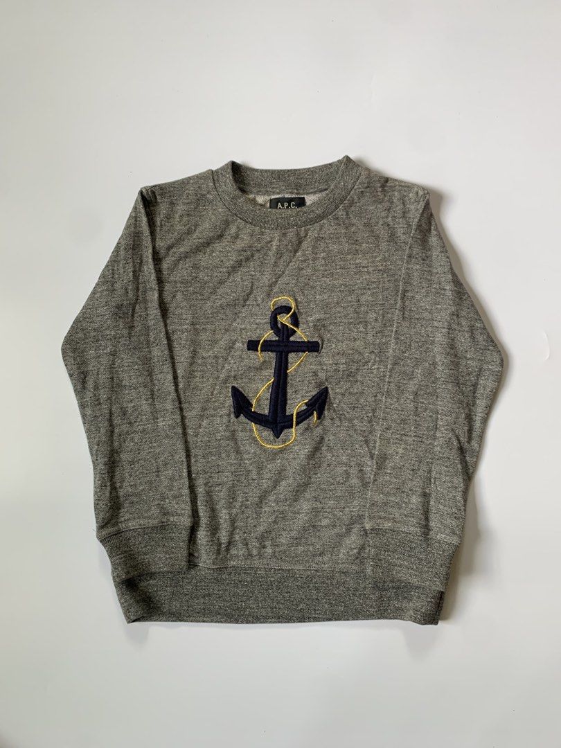 APC Anchor Pullover Sweatshirt (Category: Coats, Jackets and Outerwear) located in Baguio. Submitted by the_gunstore (Listing ID 1470820883, Image 1). Description: Size tagged: XS Issue: Minimal Stains Width:17 Length:21.5 Shoulder:14.5 Sleeve:18.
