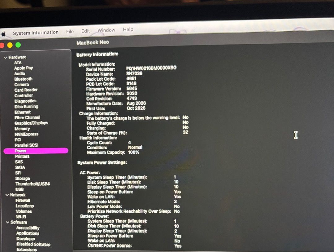 Apple MacBook (Category: Laptops & Notebooks) located in Cebu City. Submitted by fronzey091124 (Listing ID 1470761889, Image 3). Description: FOR SALE: MacBook Neo 512GB (Apple A18 Pro)💻✨ 📦 Complete box set 🔋 100% Battery Health 🔄 Only 4 Battery Cycles ✨ In good condition 📌 Has a small, barely noticeable dent Selling my MacBook Neo 512GB. Everything is included in the complete box set, including receipt. Price is still negotiable for sure bu
