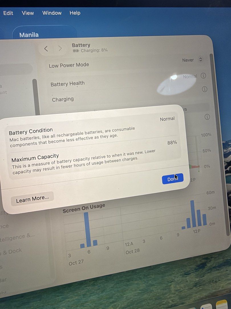 Apple MacBook Pro 13-inch M2 16GB RAM (Category: Laptops & Notebooks) located in Las Pinas. Submitted by southgirlebg (Listing ID 1470798121, Image 2). Description: - Model: MacBook Pro 13-inch (2022) with touchbar - Color: Silver - Processor: Apple M2 chip - Memory: 16GB RAM - OS: macOS Tahoe 26.6.2 - Battery Health: 88% (Normal condition) - Features: Touch Bar and Magic Keyboard layout - Condition: Fully functional, ready for work or school - w