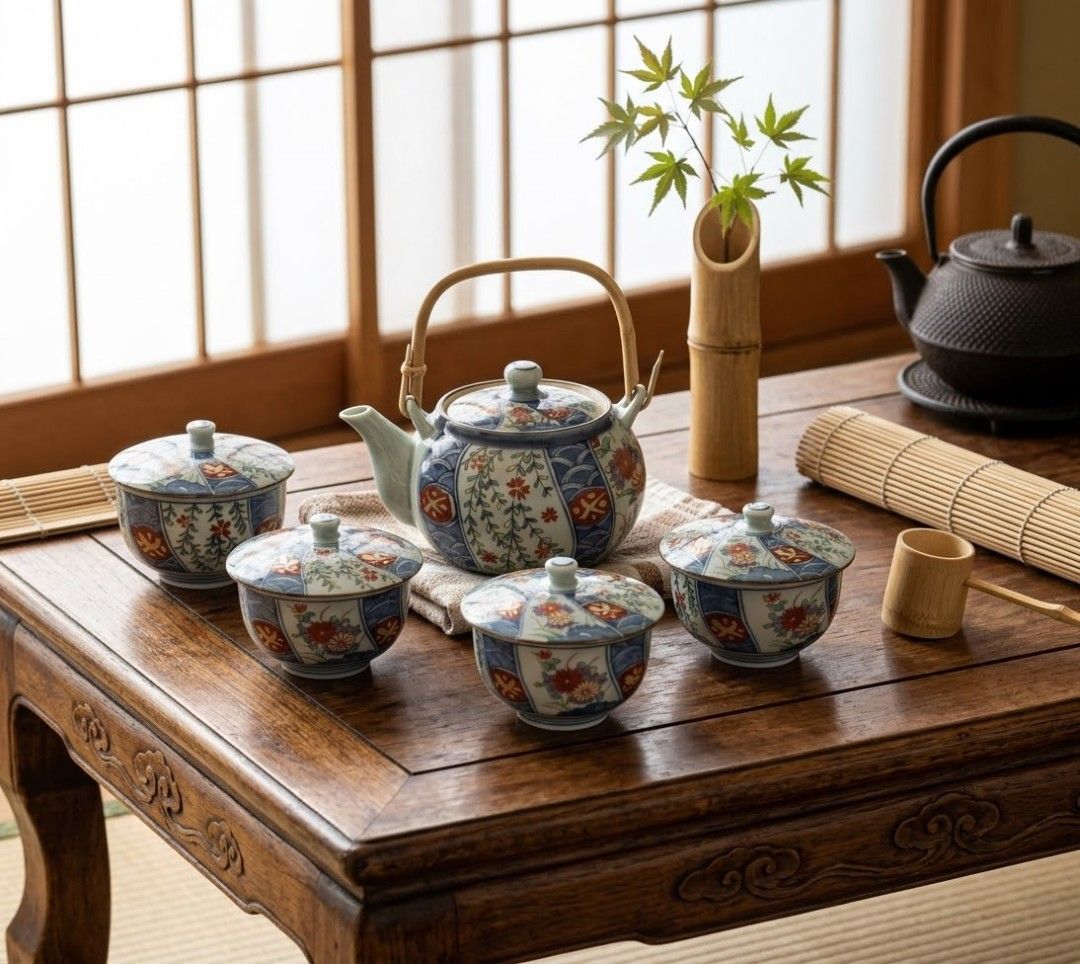Arita Ware Oriental Teapot and Lidded Teacups (Category: Coffee & Tea Tableware) located in Consolacion. Submitted by luxekerei (Listing ID 1470884794, Image 1). Description: .