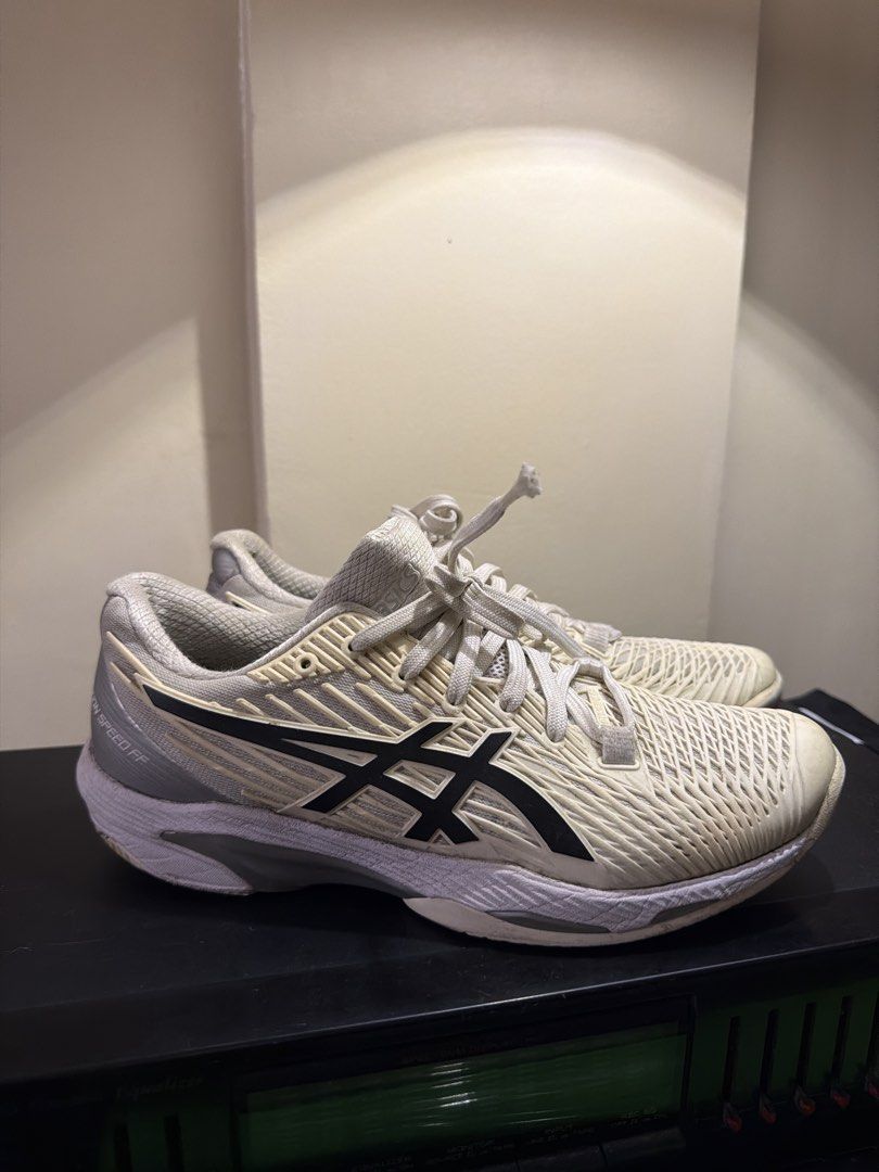 ASICS Solution Speed FF Tennis Shoes Size US 6.5 (Category: Sneakers) located in Paranaque City. Submitted by TrendyBoutique.ph (Listing ID 1470747930, Image 1). Description: - Brand: ASICS - Model: Solution Speed FF Tennis Shoes - Color: White and Black - Size: US 6.5 | EUR 37.5 | 23.5 CM - Cushioning: FlyteFoam midsole for lightweight comfort - Upper: Breathable mesh with supportive cage overlay - Heel: Silver metallic counter with ASICS brandi