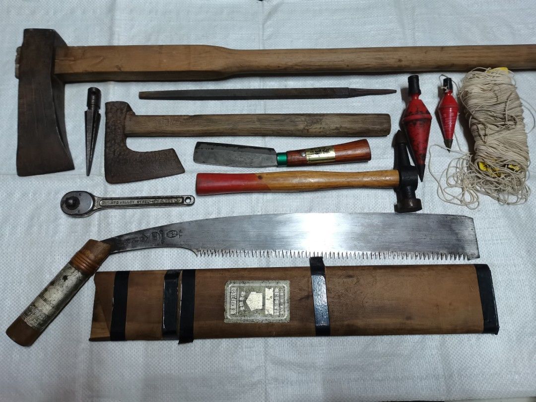 Assorted Hand Tools and Hardware Lot (Category: Construction Tools & Equipment) located in Pasay City. Submitted by redivhan (Listing ID 1470763012, Image 1). Description: Japan Surplus Tools 09279839144 - Complete set of mixed hand tools - Includes wrenches, pliers, hammers, axes, saws, and measuring calipers - Various brands and styles - Shows heavy rust and wear from workshop use - Perfect for DIY projects or garage organization - Sold as a co