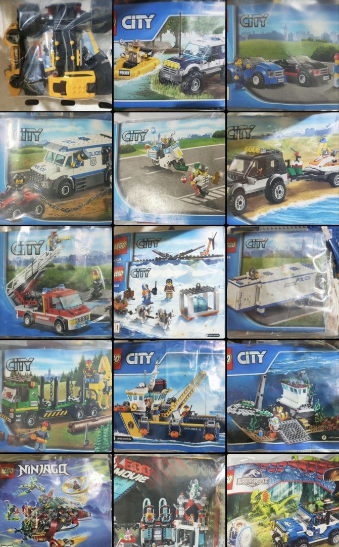 Assorted LEGO City Friends Elves Creator Sets (Category: Lego & Building Sets) located in Taguig. Submitted by fairei_cart (Listing ID 1470842657, Image 1). Description: ‼️ WTS LFB LEGO‼️ LEGO City Great Vehicles Race Car (Set 60053): ₱400 LEGO City Auto Transporter (Set 60060): ₱500 LEGO City Crook’s Hideout (Set 60068): ₱700 LEGO City Prisoner Transport (Set 60043): ₱700 LEGO City Starter Set (Set 60023): ₱750 LEGO City Great Vehickles SUV (Set