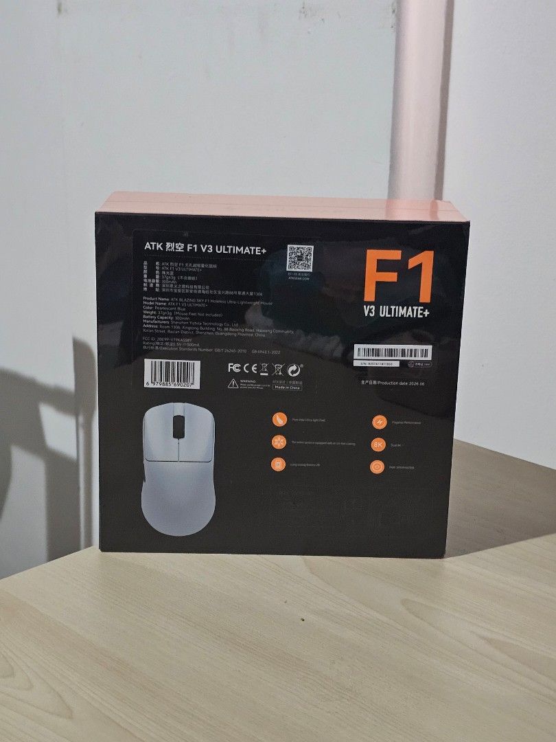 ATK Blazing Sky F1 V3 Ultimate+ Wireless Mouse (Category: Mouse & Mousepads) located in Paranaque City. Submitted by mab.villareal (Listing ID 1470820820, Image 3). Description: ATK Blazing Sky F1 V3 Ultimate+ wireless mouse. Pearlescent blue colourway. Ultra-lightweight build at around 37 grams. 300mAh battery capacity. High performance sensor with 8K polling support. Box still sealed, unopened condition..