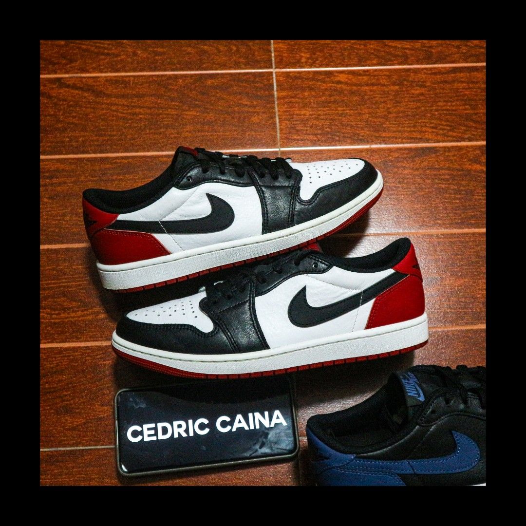 Authentic Jordan 1 Low OGs For Sale! (8.5US) (Category: Sneakers) located in Rizal. Submitted by dricflair_04 (Listing ID 1470930804, Image 3). Description: For Sale! Jordan 1 Low OG "Black Toe" Size 8.5US // Very Good Condition // P3,000 Only! *Issues: Pair only , no box Jordan 1 Low "Mystic Navy" Size 8.5US // Very Good Condition // P3,000 Only! *Issues: Pair only, no box Vouch and video call FB/IG Page: 1800Sole.