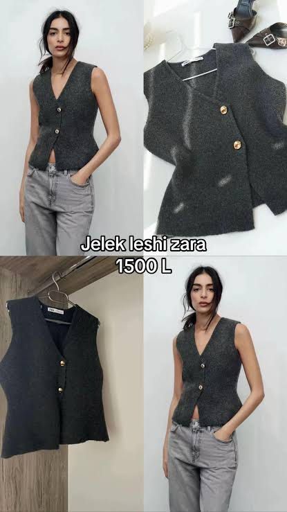 AUTHENTIC ZARA Grey Plain Knit Waistcoat (Category: Sleeveless) located in Santa Rosa. Submitted by kayscart (Listing ID 1470882027, Image 2). Description: - super nice top for work and casual fits but this is a bit too big for me :( - please manage your expectations with the gold hardware. not too obvious scratches - fits M-L.