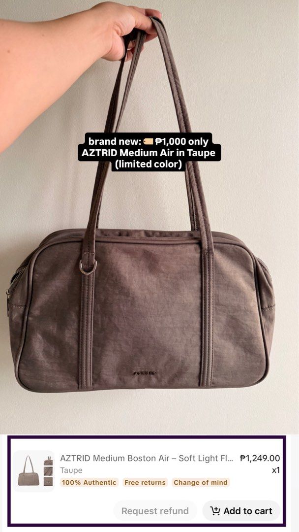 Aztrid Boston Air Tote - Taupe - Medium (Category: Tote Bags) located in Mandaluyong City. Submitted by ras.92 (Listing ID 1470857575, Image 1). Description: Brand new Not used No box RFS: wrong size.