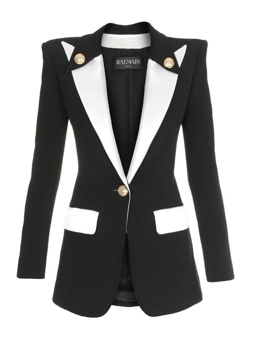 💫Balmain Black & White Long blazer (Category: Others Tops) located in Manila. Submitted by yourdaily_obsessions (Listing ID 1470803070, Image 1). Description: Item: Balmain Paris •Size: S-M •Measurements: Shoulder 15” Bust 34-36 Width 15.5” Length 28” •Gold buttons, working pockets. •Demure and sophisticated blazer top.✨🤍 Closure button is replaced. - Notes before making an offer❗️ •Photos are provided for self authentication. •Bogus/irresponsi