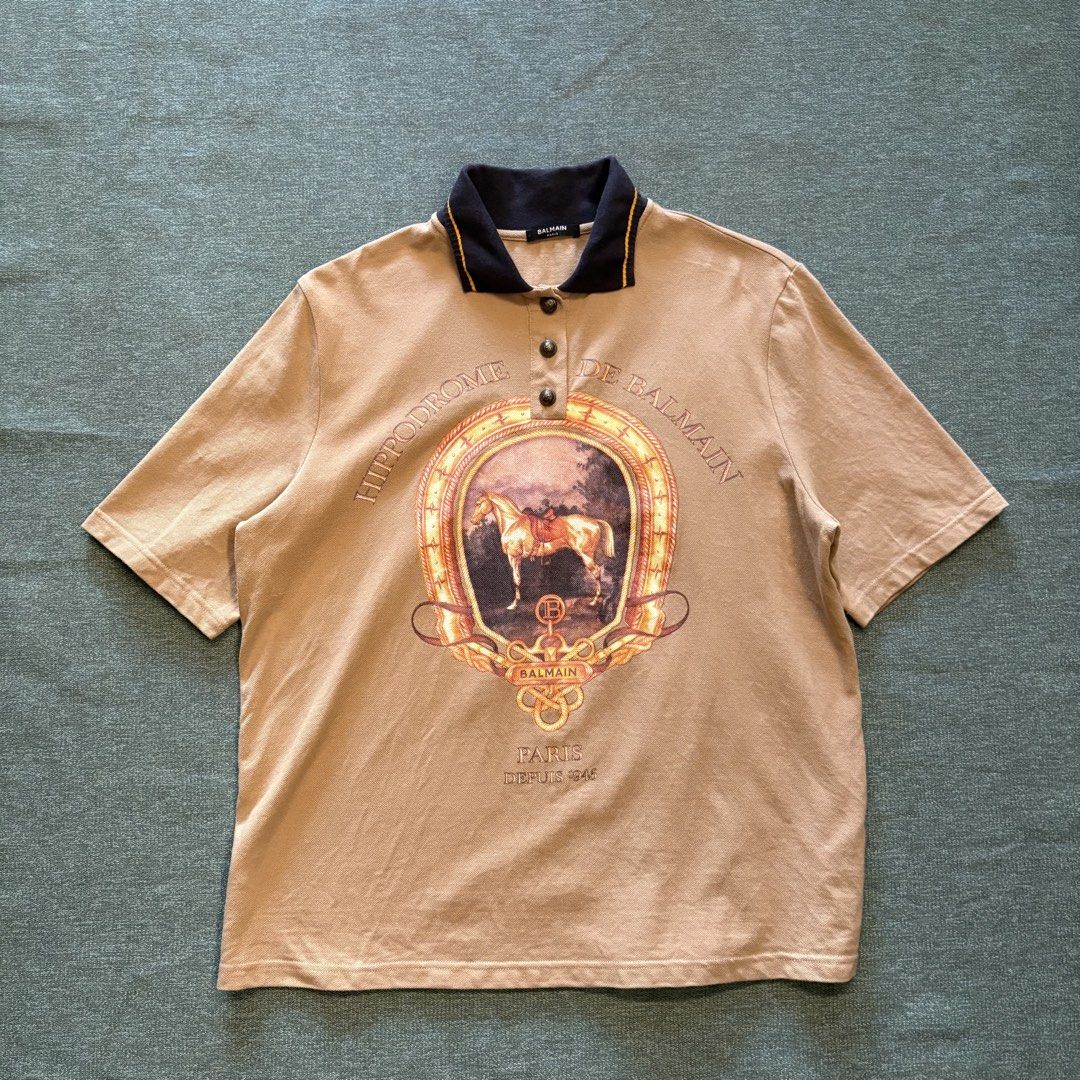 Balmain Polo Shirt (Category: Tshirts & Polo Shirts ) located in Butuan. Submitted by ragscurations (Listing ID 1470751033, Image 1). Description: Size : M-L Inches : Width 22 Inches : Length 26 Condition : Excellent Flaws : Flawless Color rate 9.6 Fave item : Unique Design .