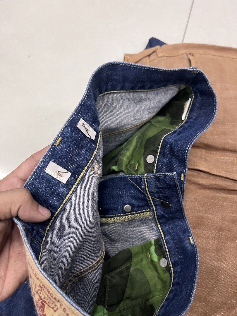 Bape & evisu jeans (Category: Jeans) located in Iloilo. Submitted by ukayhunter.ilo (Listing ID 1470869127, Image 3). Description: Bape & evisu Both authentic Noflaws Bape - 30-33 waistline 42 length 8.5 opening Esvisu 30-33 waistline 42 length 9 opening 7,500 for both.