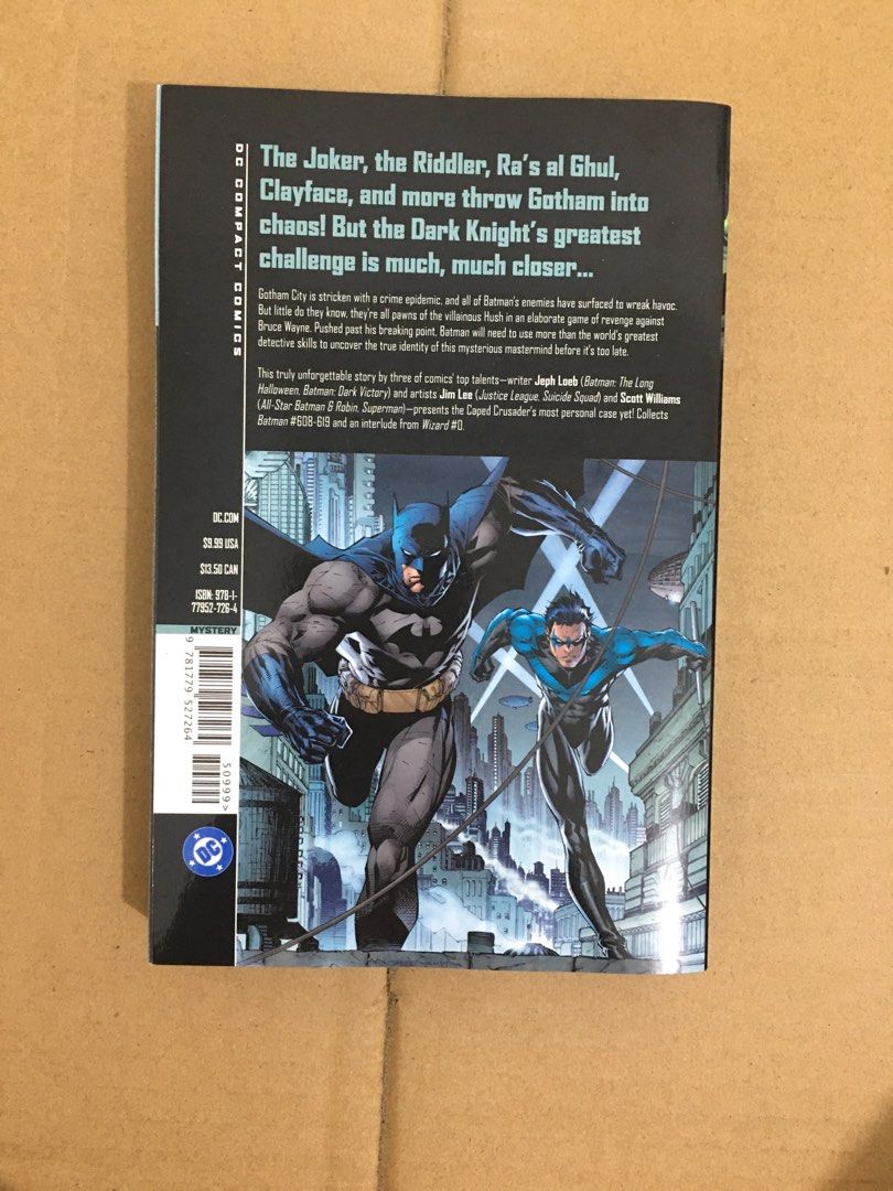 Batman: Hush , DC Compact Version (Category: Comics & Manga) located in Pagadian. Submitted by lunchbox991 (Listing ID 1470743698, Image 2). Description: Batman: Hush DC Compact Read once Top right corner of cover has sign of usage (I accidentally dropped the book) seen in last pic .