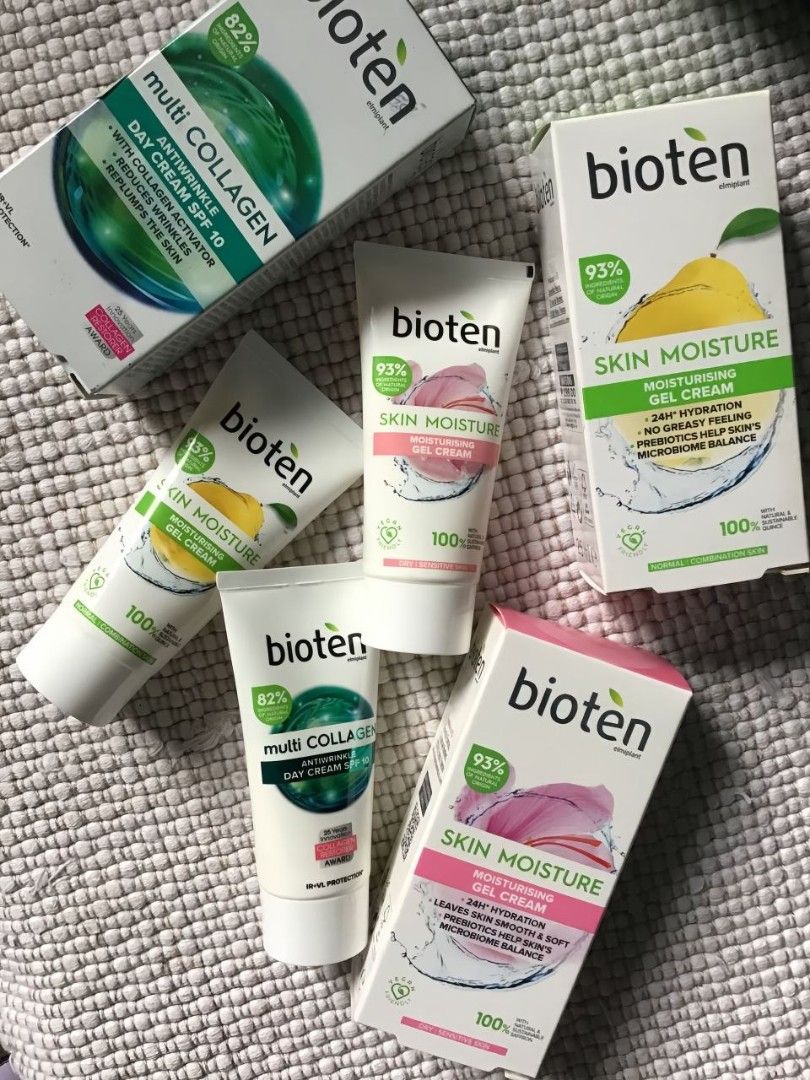 Bioten Multi Collagen and Skin Moisture Creams Set (Category: Face Care) located in Pasay City. Submitted by mhy_closett (Listing ID 1470852499, Image 1). Description: BRAND NEW SEALED pink and yellow variant only 140 each 260 take 2 original price is 199 sold ❌ multi collagen .